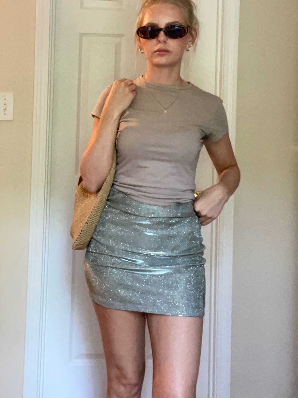 Sparkly Silver Mini Skirt